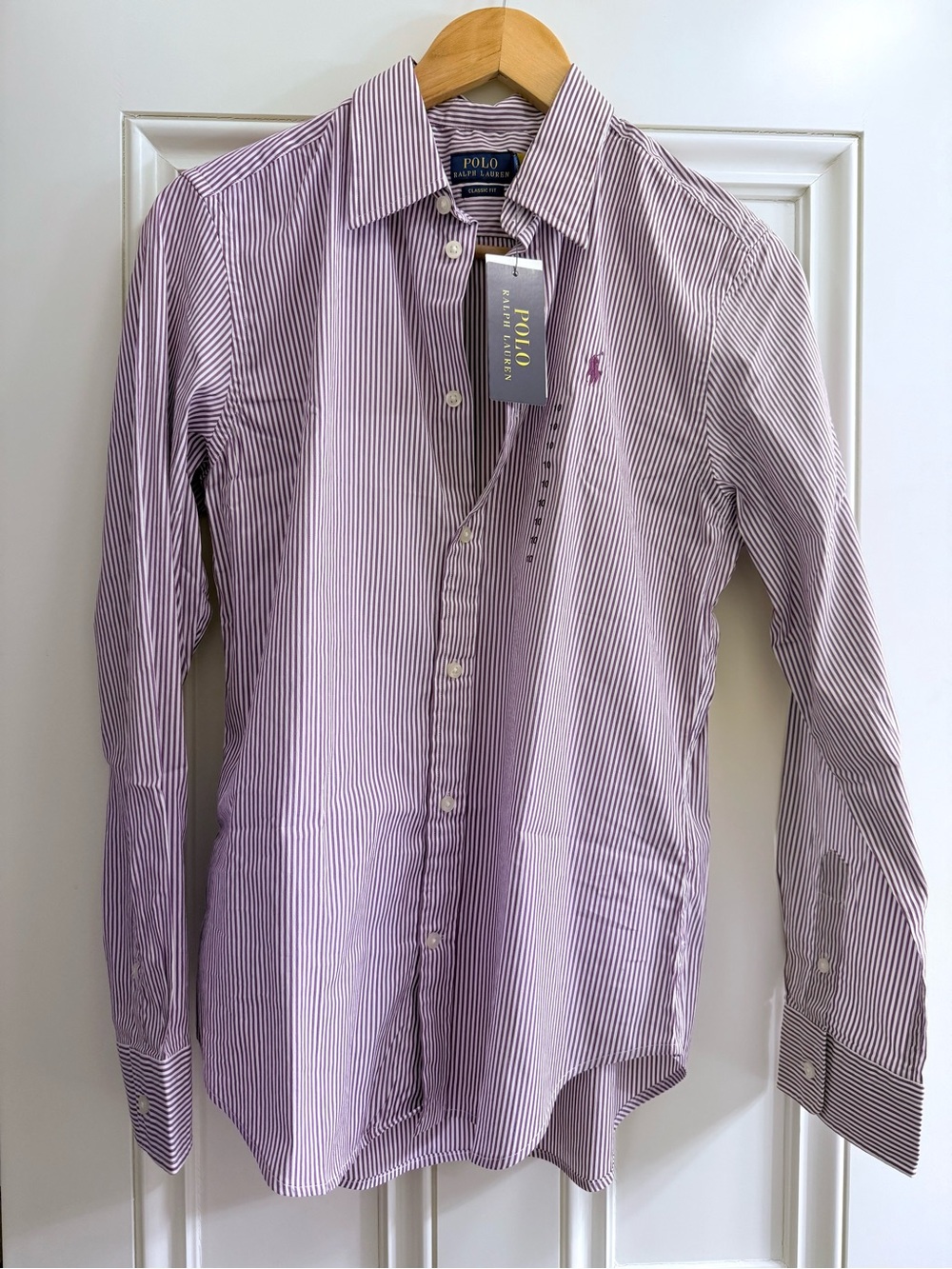 Polo by Ralph Lauren Purple and White Striped Button-Down Shirt